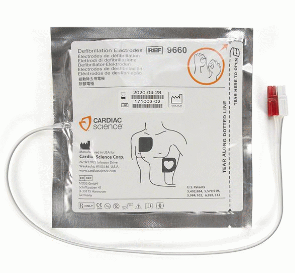 9660-001 Cardiac Science Polarized Defibrillator Pad  Powerheart G3 Pro AED
