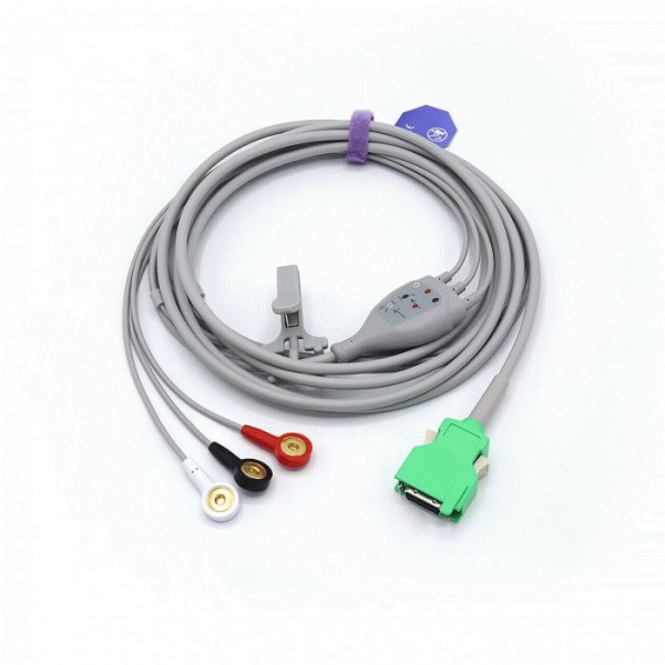 Compatible Nihon Kohden 14 Pin ECG Cable 3 Lead Snap 
