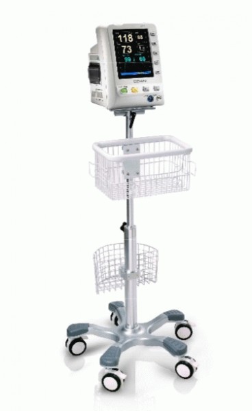 MT-207 Edan Center Pole Trolley (Roll stand) Basket and Locking Casters 