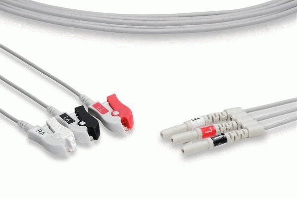 L3-90S0 Compatible DIN Style ECG Leadwire 3 Leads Pinch/Grabber 