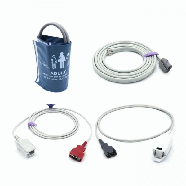  Compatible GE Dinamap Accessories Kit Masimo SpO2 Extension, Finger Sensor, Adult NIBP Cuff and 2 Tube Hose 