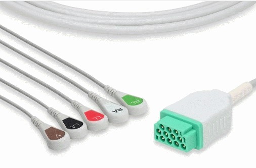 C2586S0 / CBM-05NA-10AS-0001 Compatible GE Healthcare Marquette Direct-Connect ECG Cable 5 Leads Snap 