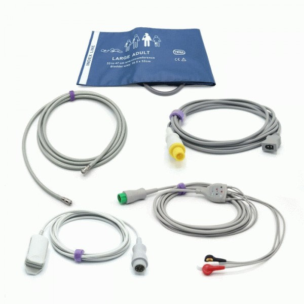  Compatible Mindray Accessories Bundle Cuff, Hose, SpO2, ECG, Temperature Adapter 