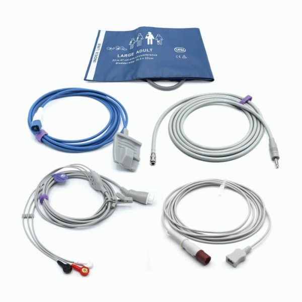  Compatible Philips Accessories Bundle NIBP Cuff, Hose, SpO2, ECG, Temperature Adapter 