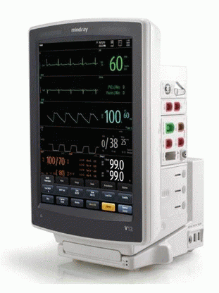  Mindray V12 Patient Monitor 3/5 Lead ECG, SpO2, NIBP, EtcO2 