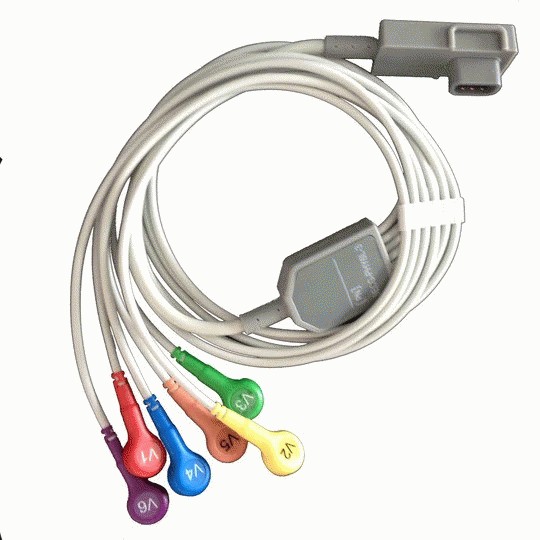  Stryker Compatible Physio Control V Lead ECG Cable 6 Snap Lifepak 12, Lifepak 15, Lifepak 20, Lifepak 20e