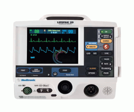  Stryker Physio Control Lifepak 20 Defibrillator 3 Lead, AED, Pacing, SpO2 