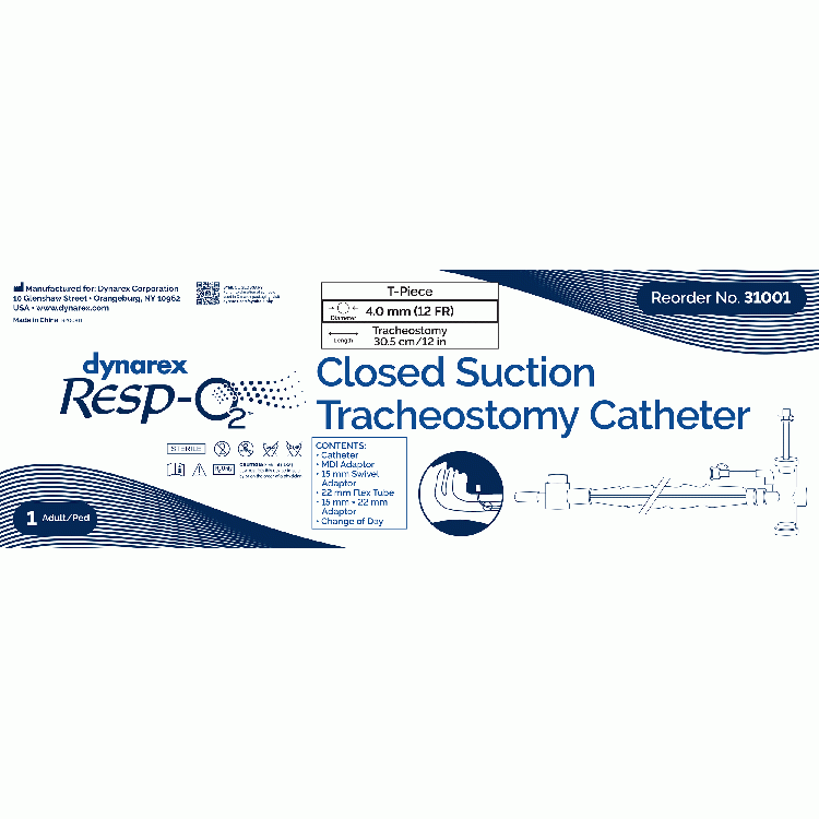 Dynarex Closed Suction Tracheal Catheter with T-Piece, 12 Fr 31001 ...