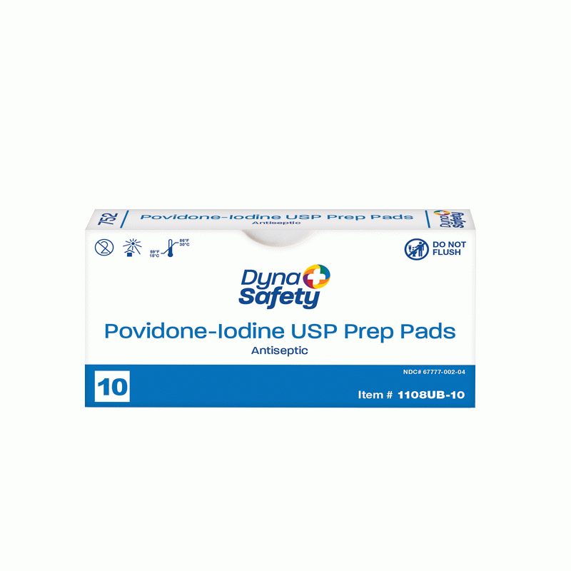 1108UB-10 Dynarex Povidone Iodine Prep Pad Unit Box  