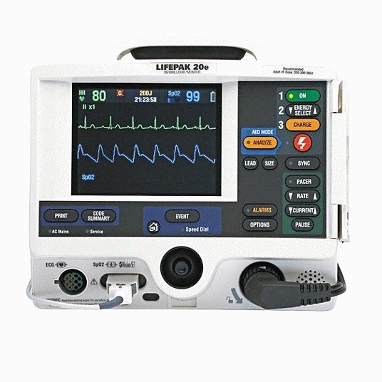 Stryker Physio Control LIFEPAK 20e with 3/5 Lead ECG, Pacing, and SpO2