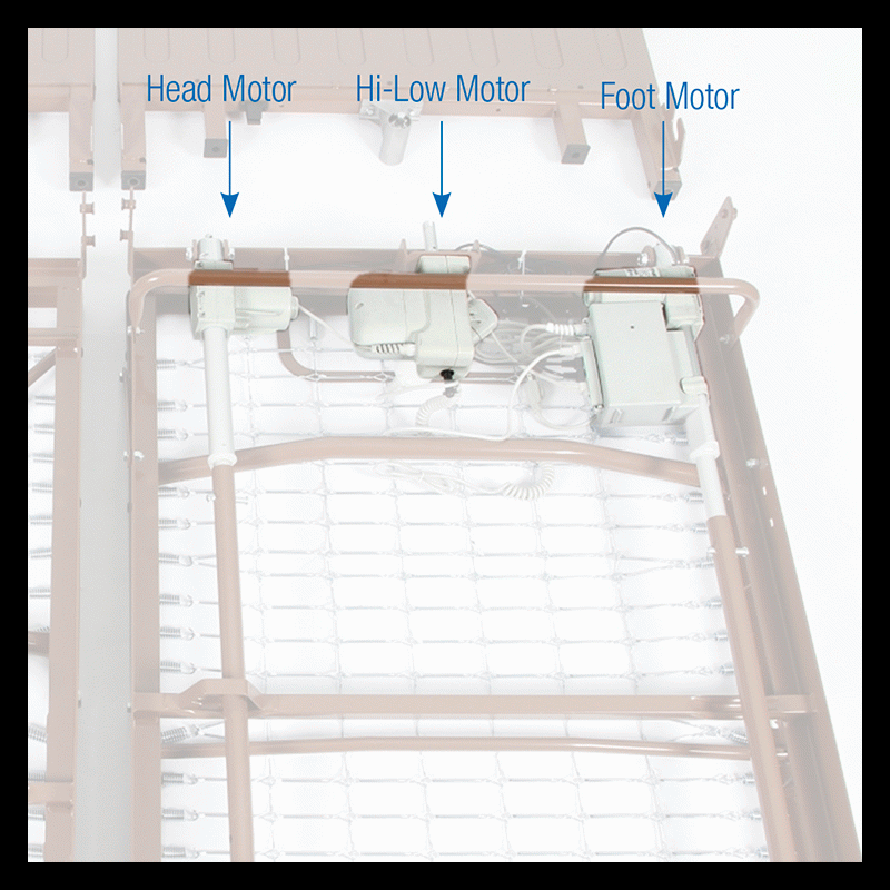 10408-FRTL Dynarex 3 Motor Full Electric Hi-Low Homecare Bed Full Rail and T 