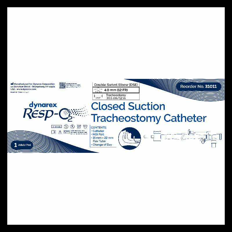 Dynarex Closed Suction Tracheal Catheter with Double Swivel Elbow, 12 ...
