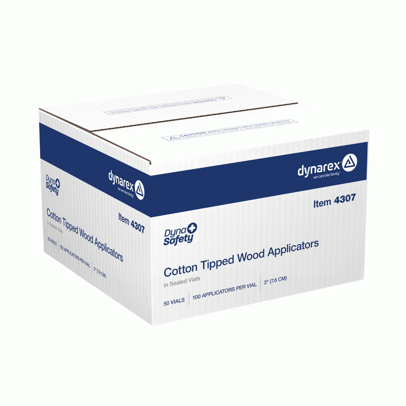 4307 Dynarex Cotton Tip Applicators in Sealed Vial  