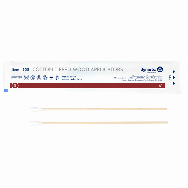 4305 Dynarex Cotton Tipped Wood Applicators  