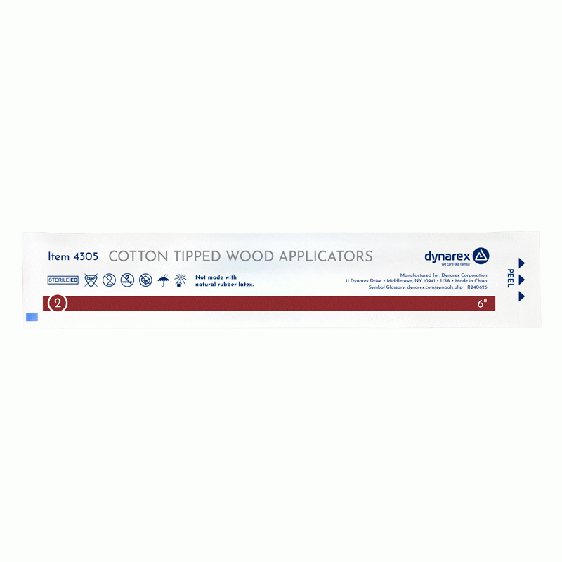 4305 Dynarex Cotton Tipped Wood Applicators  
