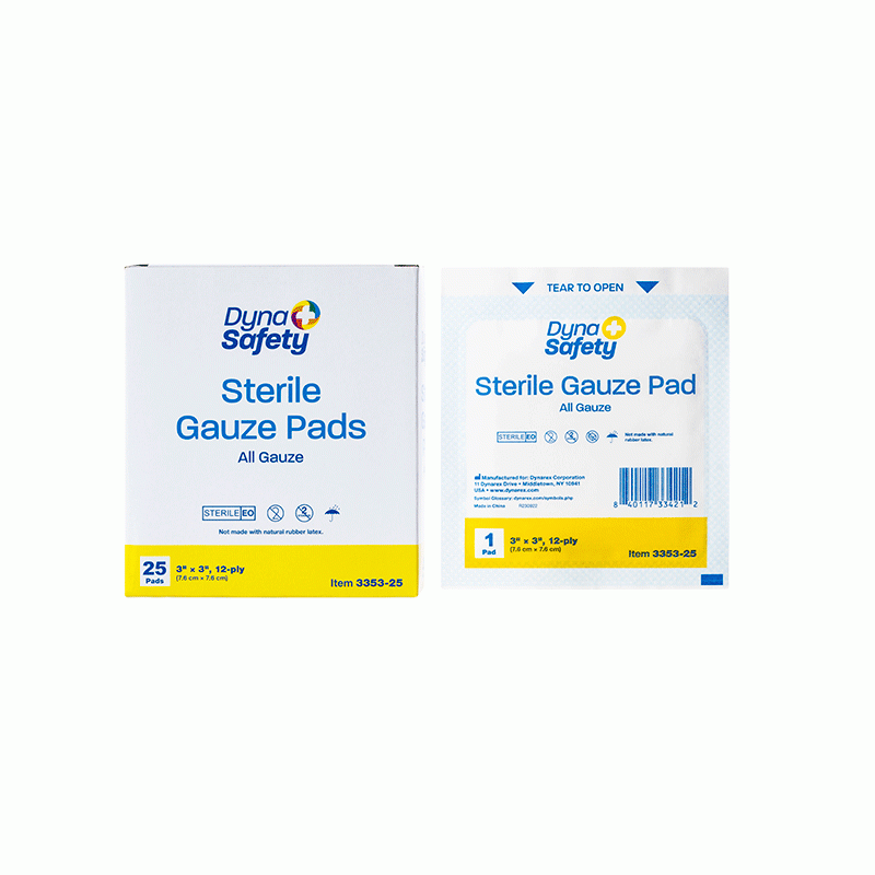3353-25 Dynarex Gauze Pad - Sterile 1s, 12 Ply  