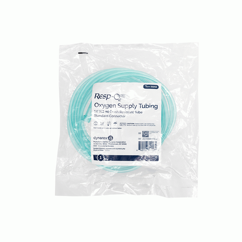 33202 Dynarex Oxygen Supply 14ft Crush Resistant Tubing, Standard Connector 