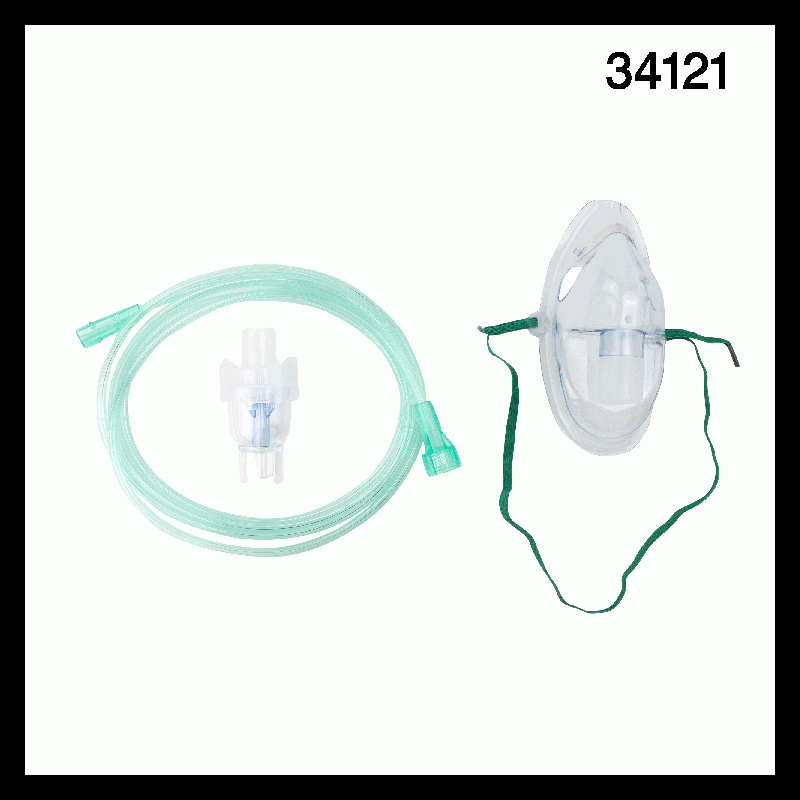 34121 Dynarex Small Volume Nebulizer 6cc Cup Aerosol Elongated Mask, Universal Connector 