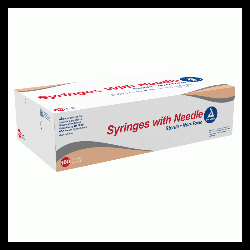7014 Dynarex Syringe Non Safety with Needle Luer Lock 22G, 1in Needle 