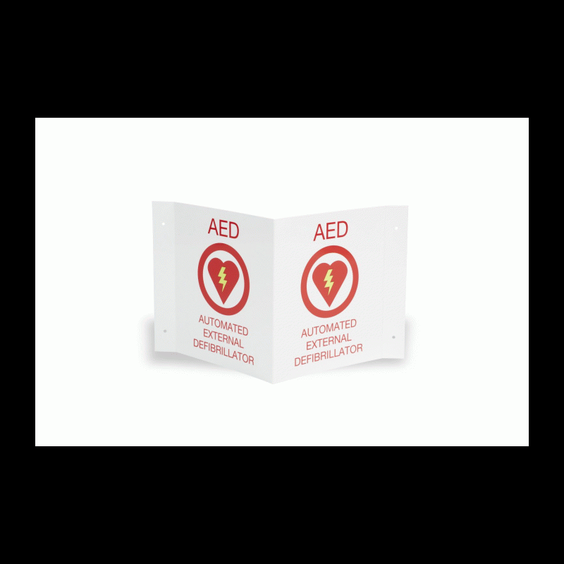 8000-0825 Zoll AED Wall Sign Kit, One Flush and One 3-D Wall Sign V-Shape 