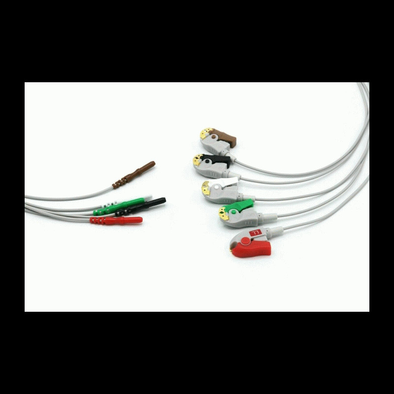 184355405736 Compatible AAMI ECG 5 Lead Leadwires Grabber GE Marquette 184355405736 Compatible AAMI ECG 5 Lead Leadwires Grabber GE Marquette