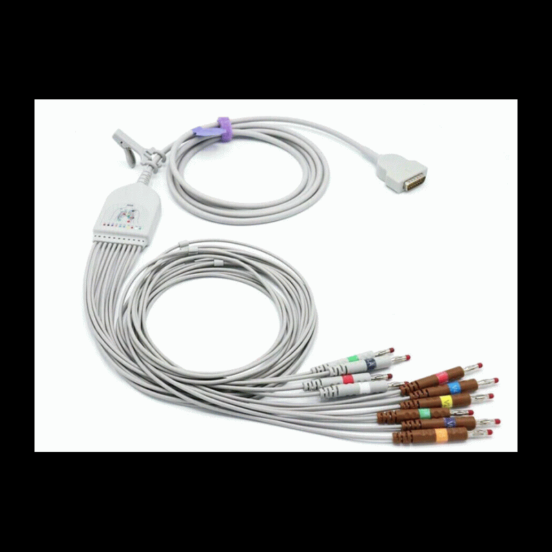 2104727-001 GE Compatible Direct Connect EKG Cable 12 Leads (4mm Banana) MAC 1200