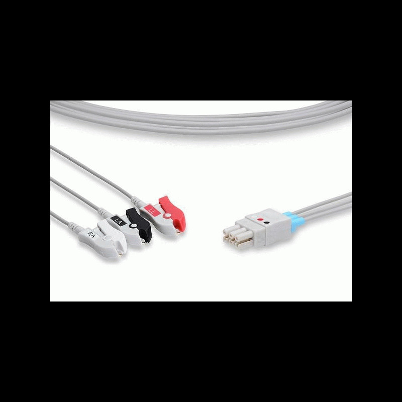 LX3-90S0 / 545327-HEL Datex Ohmeda Compatible ECG Leadwire 3 Leads Pinch/Grabber 