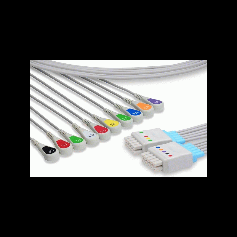 LQ10-LS0 GE Compatible Marquette EKG Leadwire 10 leads Snap MAC 1200