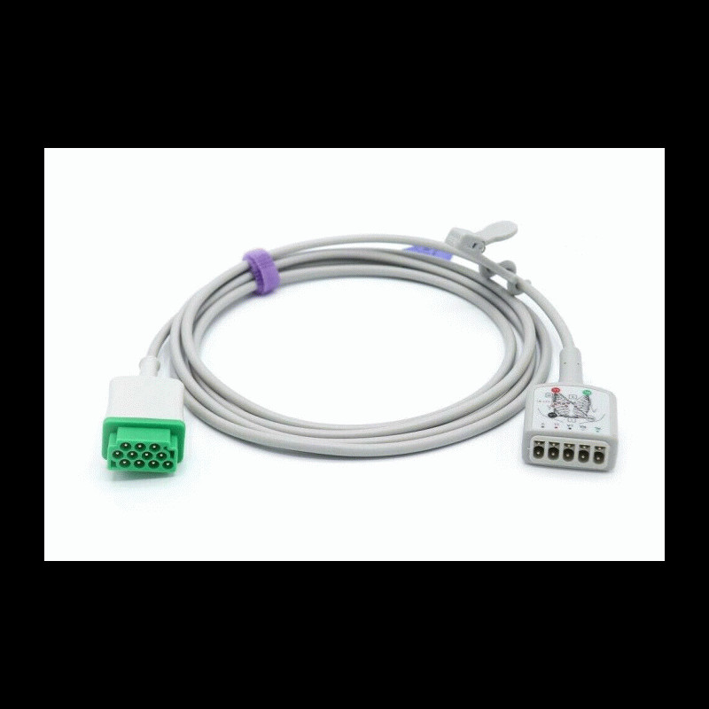  GE Compatible ECG Trunk Cable 11 Pin 5 Leads Vivid 7