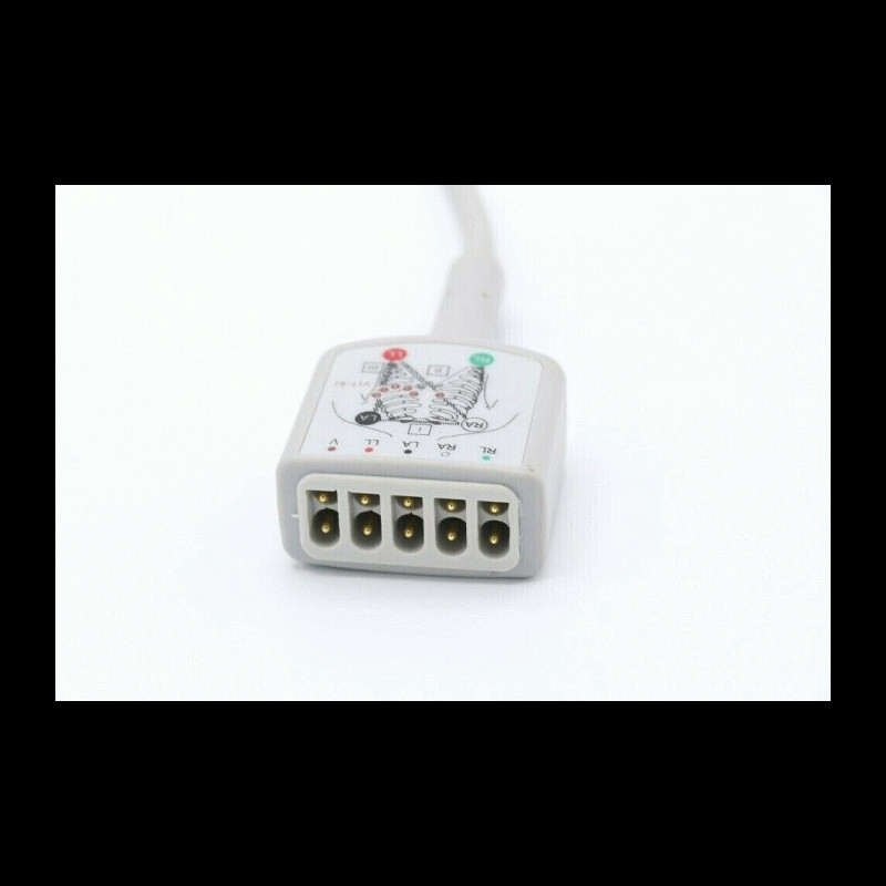  GE Compatible ECG Trunk Cable 11 Pin 5 Leads Vivid 7