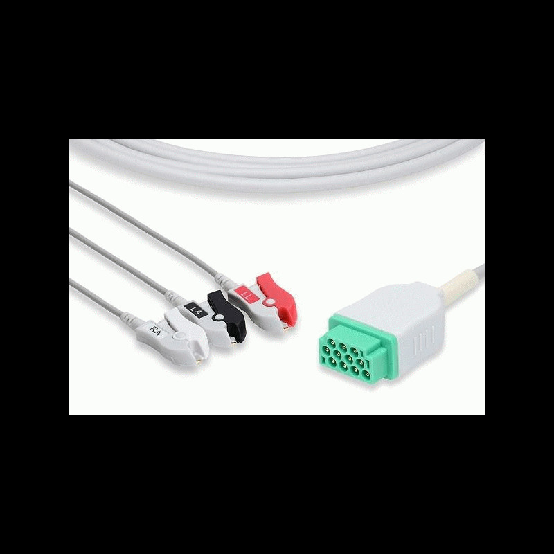 C2386P0 / 2021141-001 GE Compatible Healthcare Marquette Direct-Connect ECG Cable 3 Lead Pinch / Grabber 