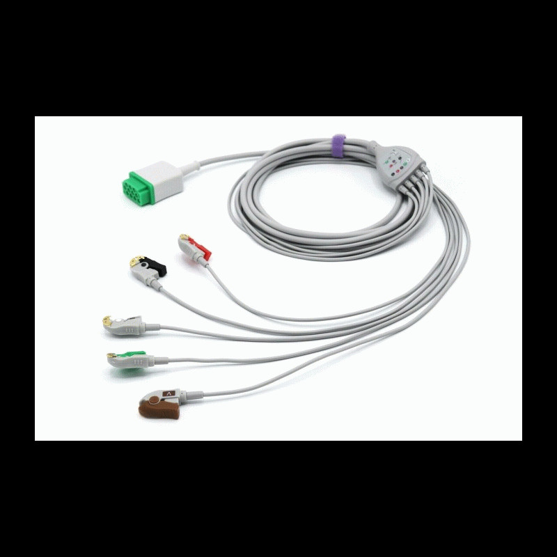 CBM05NA10AS0001 GE Compatible Marquette ECG Cable 11 pin 5 Leads Grabber 