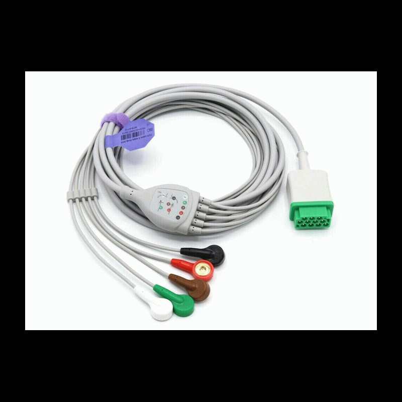 CBM05NA10AS0001 GE Compatible Marquette ECG Cable 11 pin 5 Leads Snap 