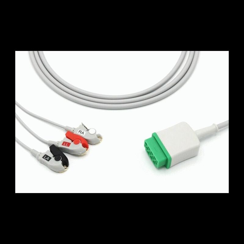 2001292001/2021141001 GE Compatible Marquette ECG EKG Cable 11 pin 3 Leads Grabber 