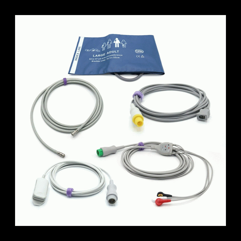  Mindray Compatible Accessories Bundle Cuff, Hose, SpO2, ECG, Temperature Adapter 