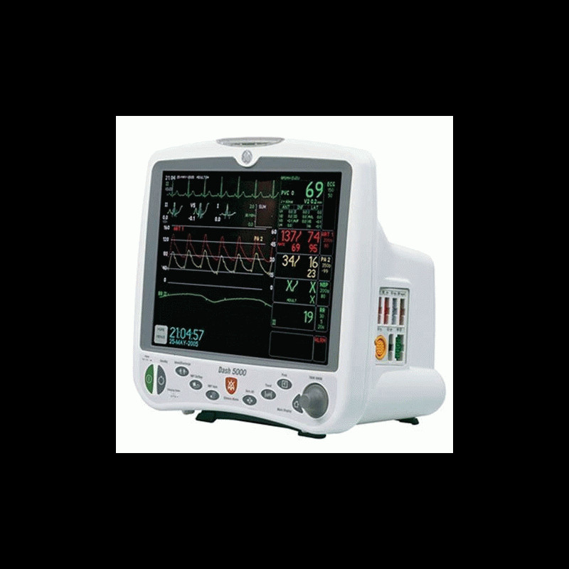 GE Dash 5000 Patient Monitor with 3/5 Lead ECG, NIBP, SPO2, Temp