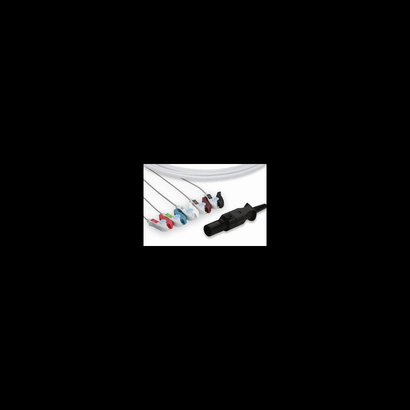 653461795505 Welch Allyn Compatible Propaq LT ECG EKG Cable 6 Pin 5 Lead 5 Grabber Propaq LT